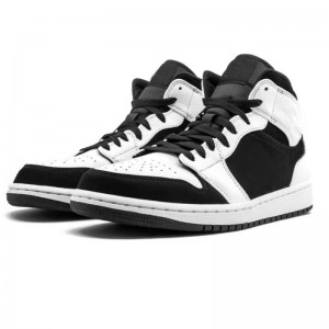 Jordan 1 Mid White Black agbọn Shoes Sale
