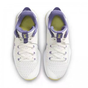 Lebron Witness 5 baltā zelta purpura sporta apavu zīmolu logotipi