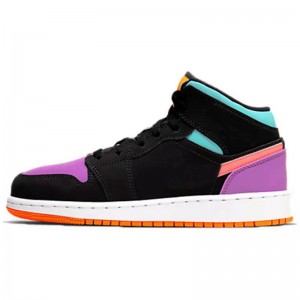 Jordan 1 Mid Candy Basketball Shoes ສອງສີທີ່ແຕກຕ່າງກັນ