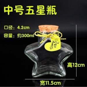Wholesale 55ml-800ml Pentagram glass bottle with cork lid