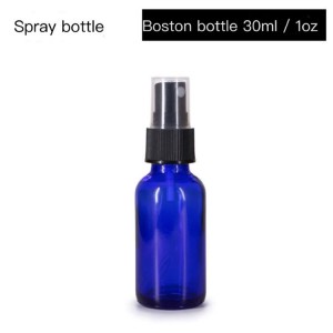 Sterile spray bottle alcohol spray stock supply 30ml 60ml 120ml Boston blue glass bottle