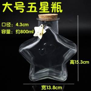 Wholesale 55ml-800ml Pentagram glass bottle with cork lid