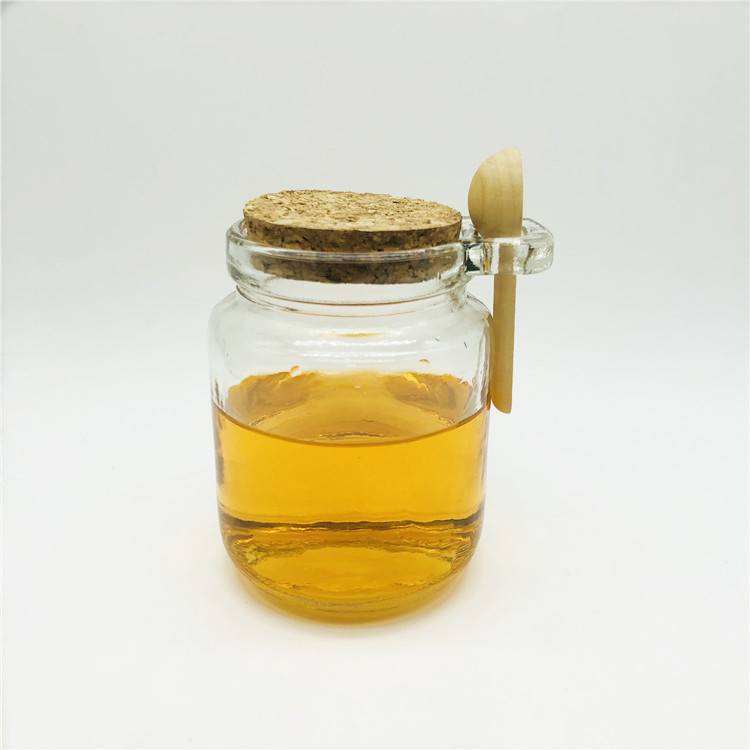 250ml 8oz glass honey jar glass honey bottle for salit and spice use with wood lid and spoon