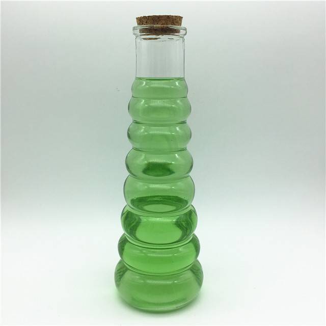Cone-shape 350ml cork lid glass juice bottle Featured Image