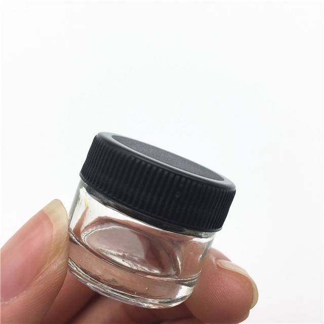 5ml / 5g Clear Mini Glass Jars with Black Caps
