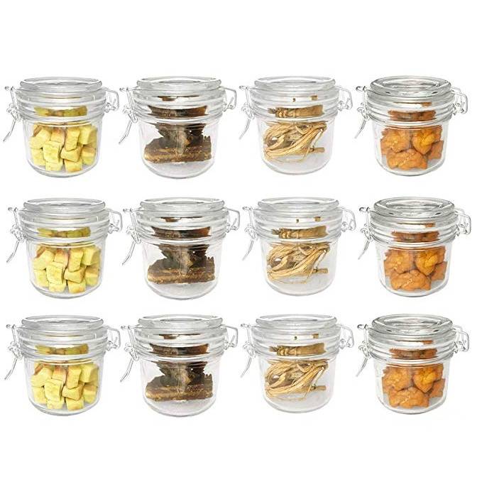 8oz Glass Airtight Jar With Hinged Lids for Herb Spice