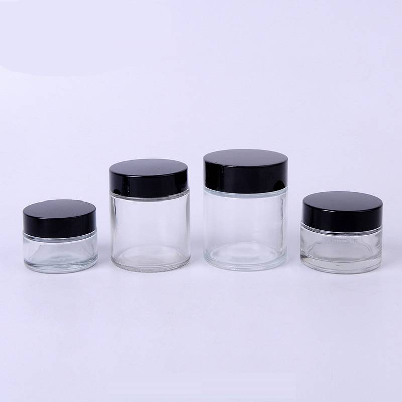 5g 10g 20g 30g 50g 80g 100g clear glass jar cosmetic packaging jar with black cap