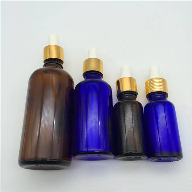 25ml 50ml100ml 1oz 2oz 4oz boston round Amber and blue Glass Liquid Reagent Aromatherapy oil&essential oil dropper bottle