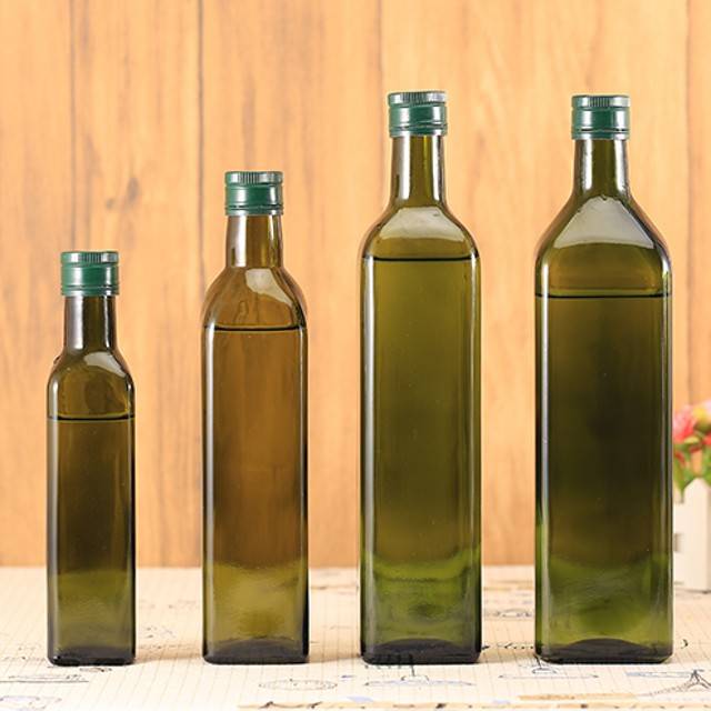 250ml 500ml 750 ml 1000ml amber square empty glass olive olive bottles with lid