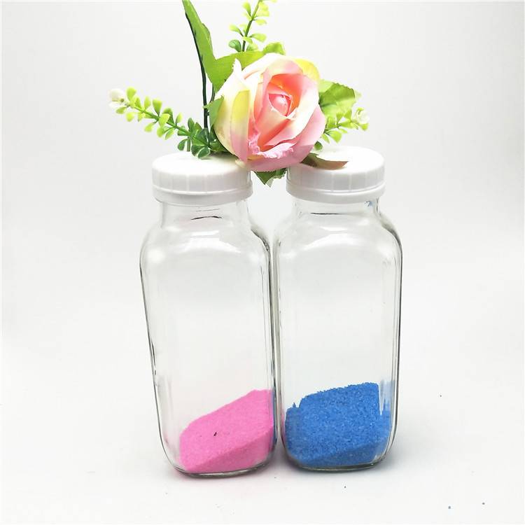 Lead-free Square 500ml Plastic Caps Glass Milk Bottle