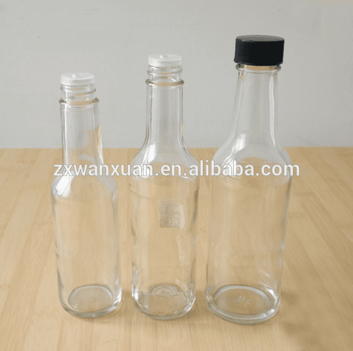 150ml 5oz glass woozy bottle round hot sauce glass bottle with plastic cap