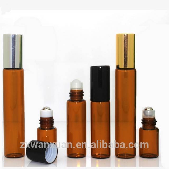 3ml 5ml 10ml small glass lip gloss stick with a roll on top and plastic lid
