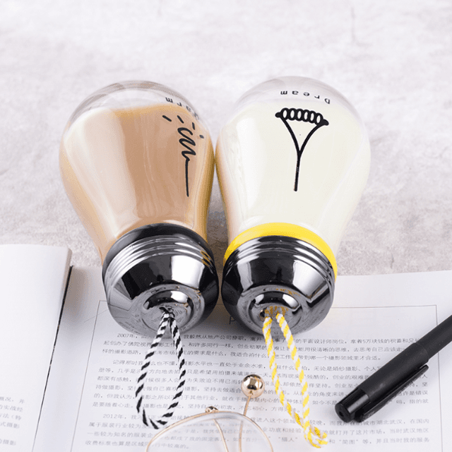 unique light bulb shaped clear glass bottles with screw cap for milk /water /juice Featured Image
