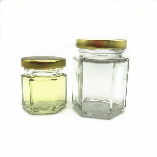 125g 250g 500g 750g 1000g hexagon shape glass honey jars with metal screw lid