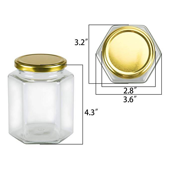 16oz Clear Glass Hexagon Jar For Herb Food Jam