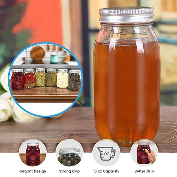 1000ML Wide Mouth Glass Jars Lids 32oz Mason Jar for Jam Honey Baby Foods DIY Magnetic Spice Jars