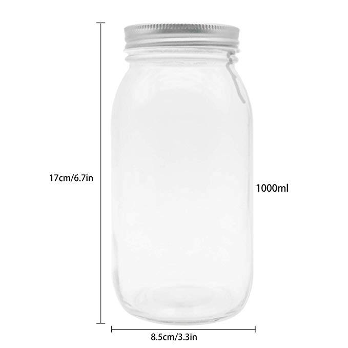 1000ML Wide Mouth Glass Jars Lids 32oz Mason Jar for Jam Honey Baby Foods DIY Magnetic Spice Jars