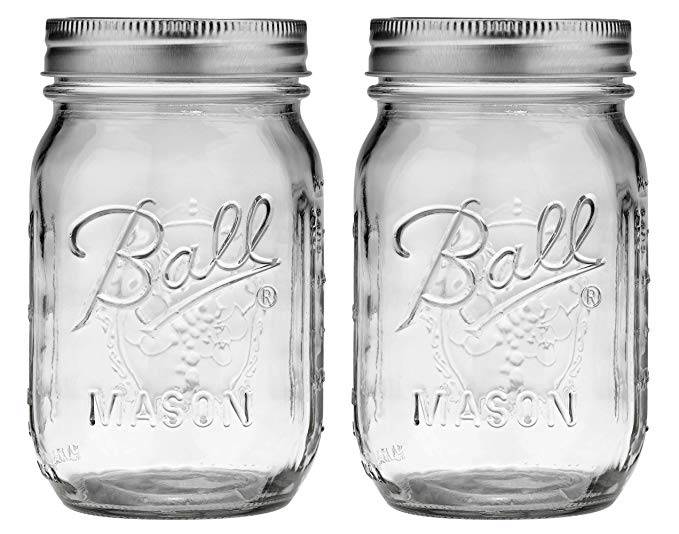 16-Ounces Ball Pint Regular Mouth Glass Mason Jar with Lids