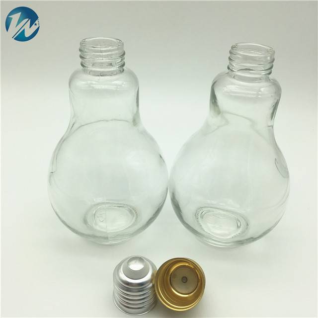 300ml Bubble tea drink juice milk light bulb glass bottles with screw cap