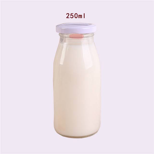 200ml 250ml 500ml milk glass bottle yogurt pudding bottle with metal cap