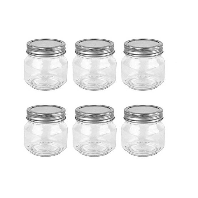 250ml 8oz Glass Mason Jars With Silver Regular Separable Lids Featured Image