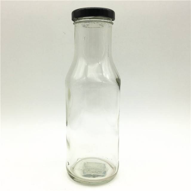 clear tall round long neck 250ml white glass bottle for water juice beverage milk