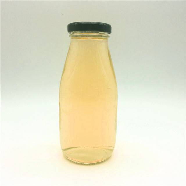clear tall round mini glass 250ml milkshake bottle with lid