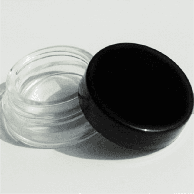9ml Child Resistant Glass Cosmetic Jar Clear eye cream container glass bottle With Black Cap