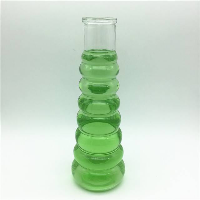 Cone-shape 350ml cork lid glass juice bottle