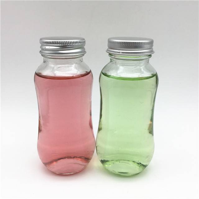 Hot sale 200ml empty glass beverage bottle for juice with aluminum lid