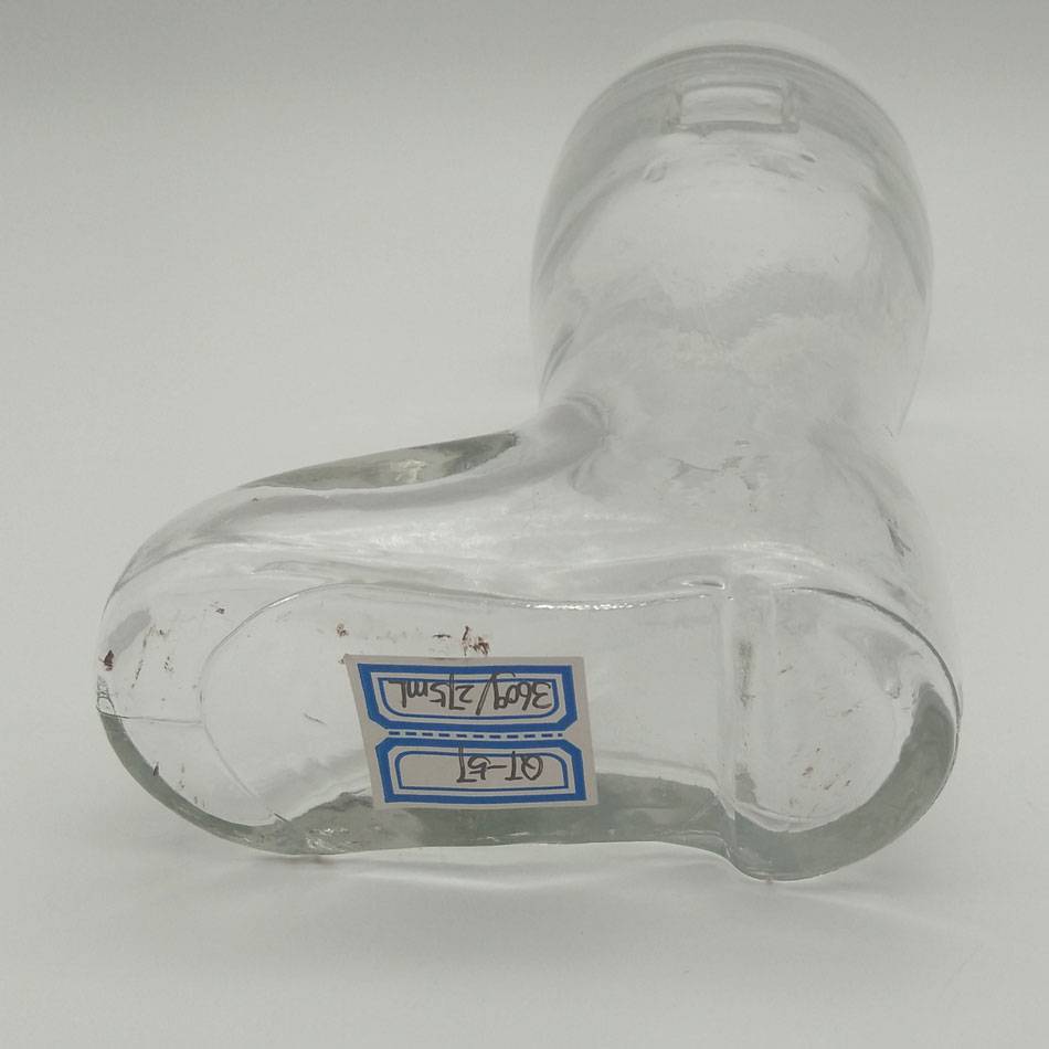 360g/275ml boots shaped glass bottle for beer, candy, whisky and storage