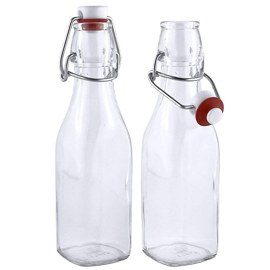 250ml 8oz square swing top glass bottle for beverage liquor