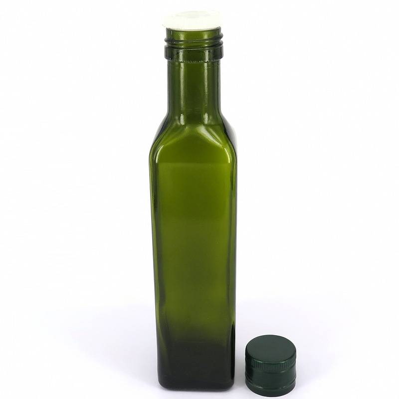 Lead-free 250ml Dark Green Glass Olive Oil Bottle For Kitchen Cooking