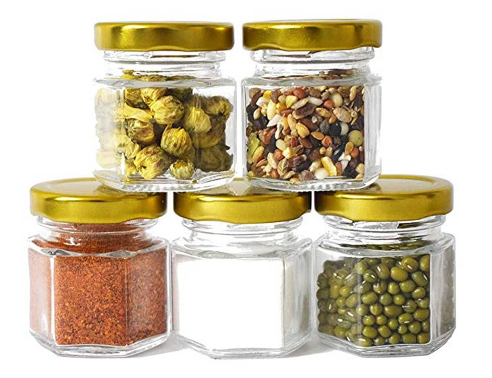 1.5oz with gold lid for gifts wedding mini candy glass jar