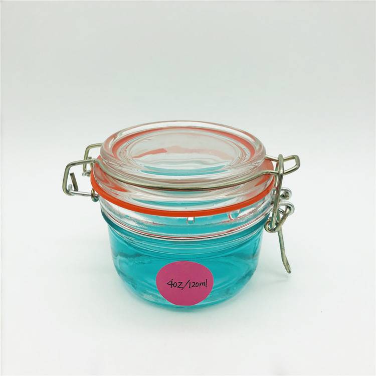 Wholesale 10oz round transparent airtight glass buckle jar for kitchen