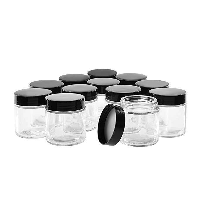 Round Set Glass Jar  for Storing Lotion Powder and Ointment