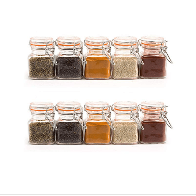 3oz Mini Clear Glass Spice Jar Container Set with Airtight Lids for Canning, Storage Jars for Tea, Spice, Kitchen Rack Glass Set