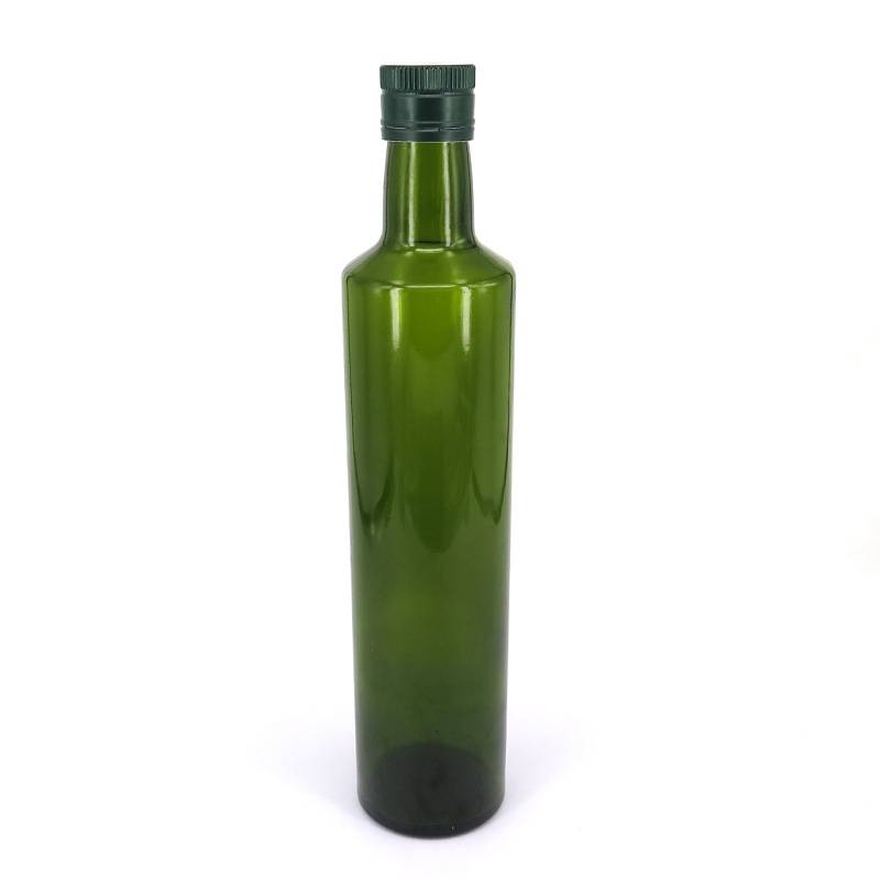 250ml 500ml Round Green Fancy Cooking Oil Use Olive Oil Glass Bottle With Metal Lid
