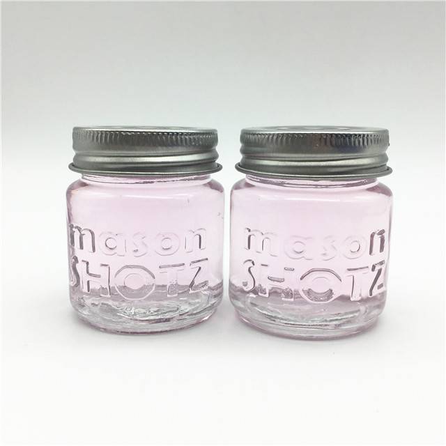 customize embossed logo 60ml 2oz small glass jar mason jar with silver lids