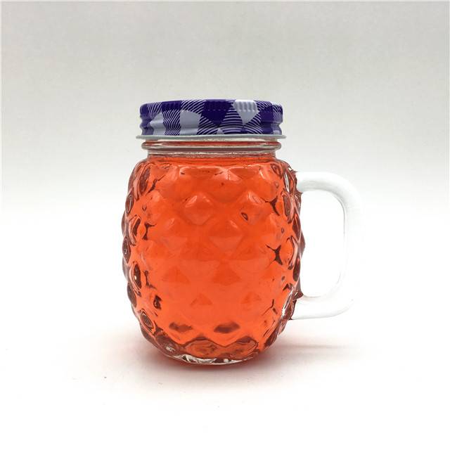 carved custom pineapple cup 4oz jam bottle glass mason jar with handle