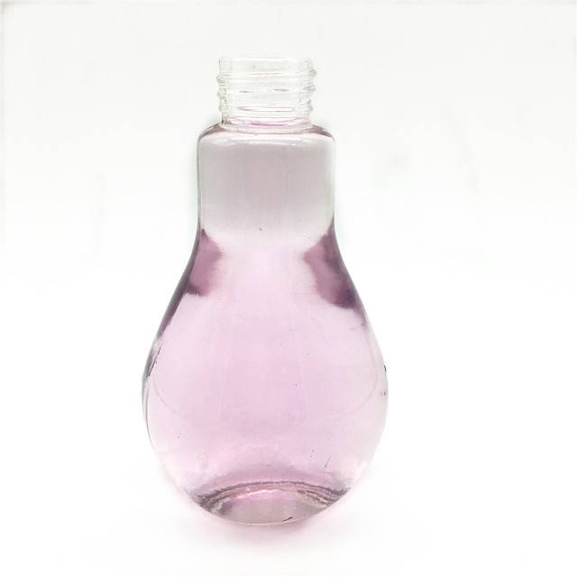 light bulb shape 200ml milk tea glass bottle for water,soft drink,juice