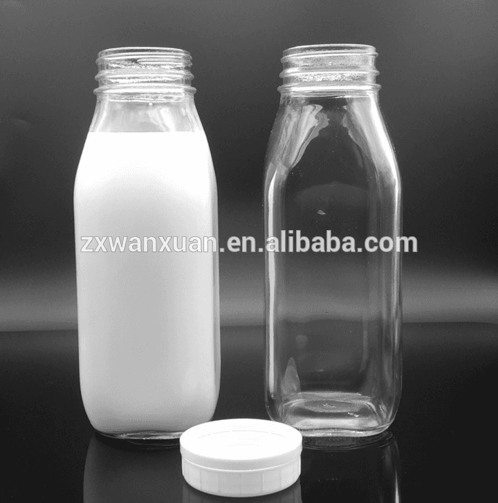 Hot-selling 8oz 16oz Glass Milk Bottle With Lids