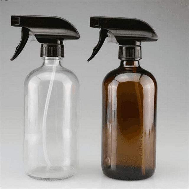 8oz 16oz 250ml 500ml  Empty cosmetic packaging round amber boston glass bottle with pump caps Featured Image