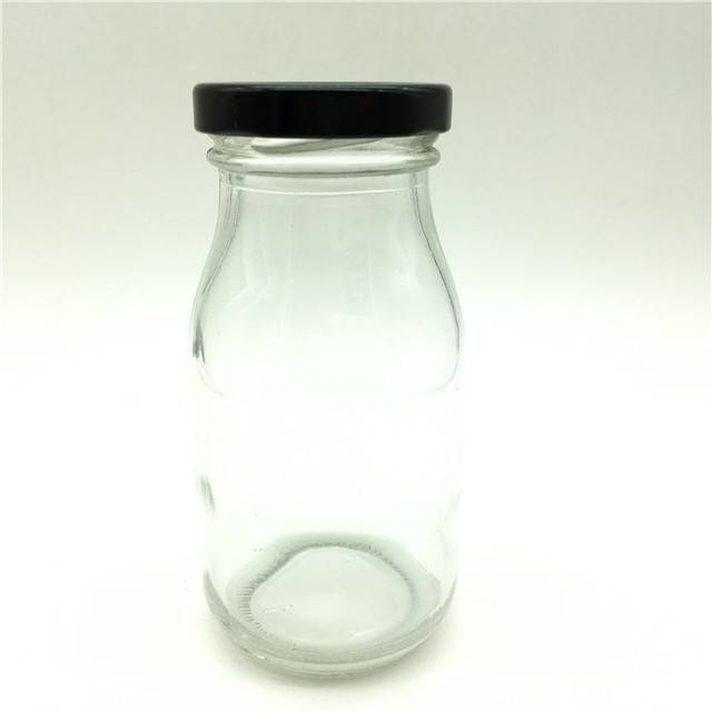 Fashion round shape clear Christmas use 200ml cheap glass bottle for milk tea milkshake
