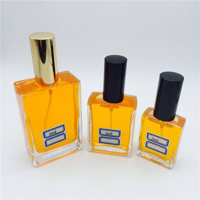 refillable empty rectangle 30ml 50ml 100ml rectangle atomizer glass perfume bottle