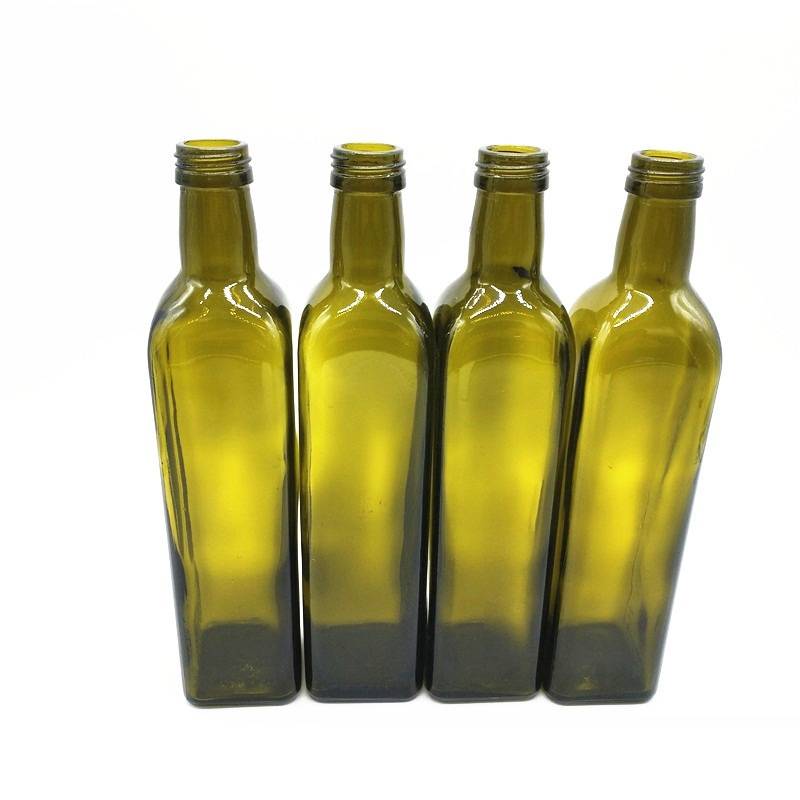1000ml 1L Square Dark Green Marasca Glass Olive Oil Bottles