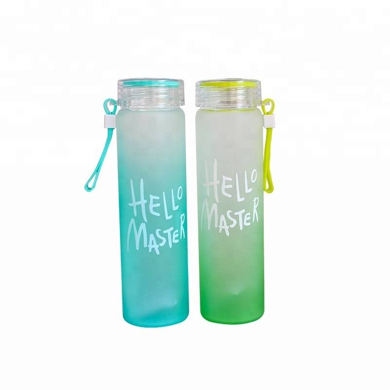 Christmas gift 480ml HELLO MASTER Frosted color high silicon glass water bottle