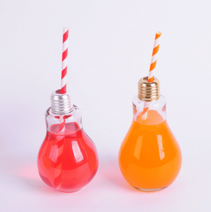 50ml 100ml Mini Light Bulb Shape Juice Drinking Glass Bottle With Screw Cap