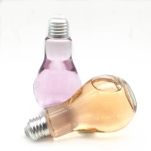 light bulb shape 200ml milk tea glass bottle for water,soft drink,juice