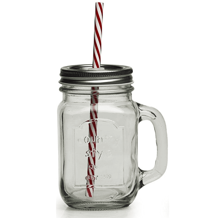 480nml 16oz custom logo glass ice cold juice water drink mason jar with straw and handle